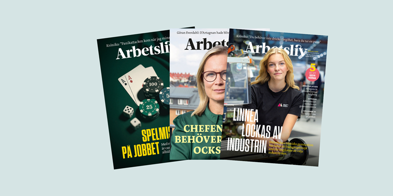 Tre omslag från tidningen Arbetsliv