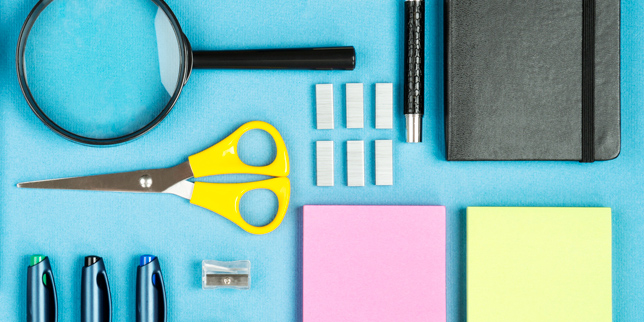 Collage skrivbordsmaterial