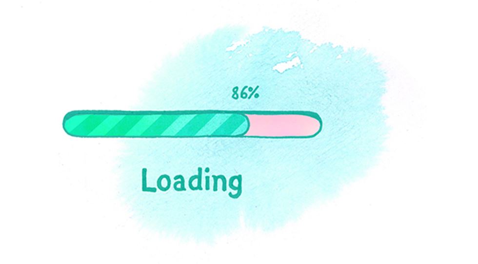 Illustration med en stapel som visar 86 procent laddning.